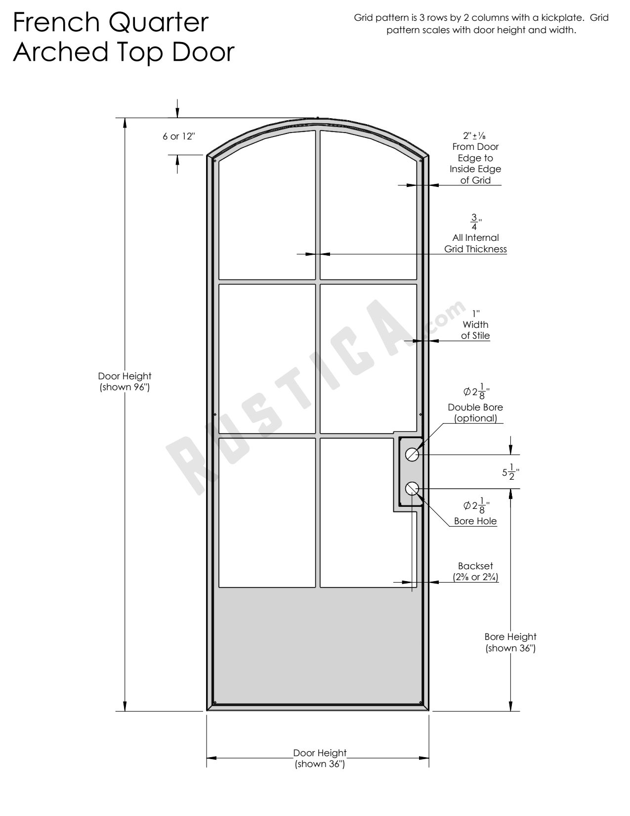 French Quarter Exterior Arched Top Door Rustica